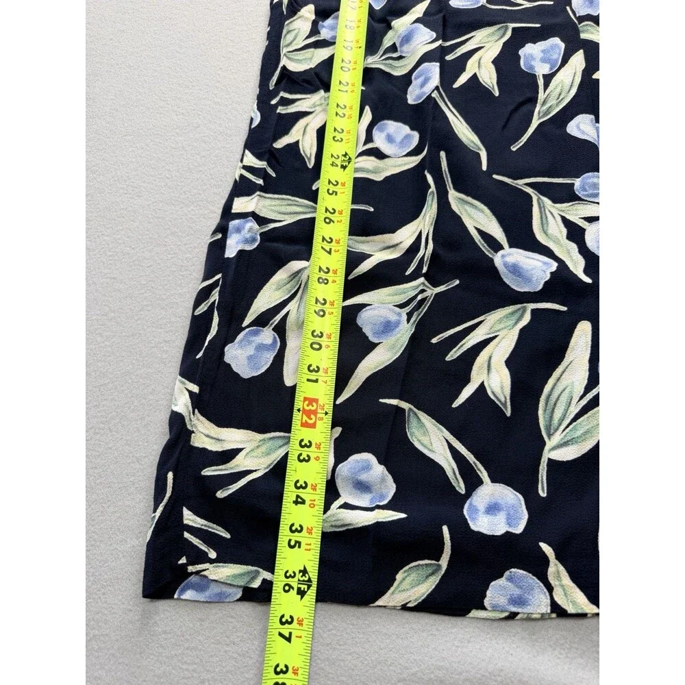 Hillard & Hanson Women’s 1X Blue Floral Rayon Maxi Skirt Made in USA Plus